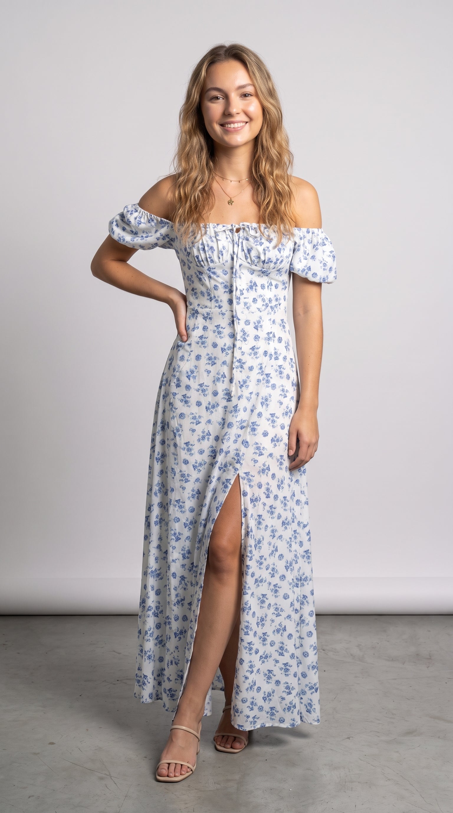 Elegant Floral Off-Shoulder Maxi Dress
