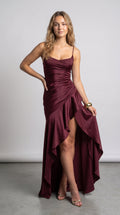 Elegant Satin Split Maxi Dress