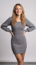 Elegant Square Neck Knit Mini Dress